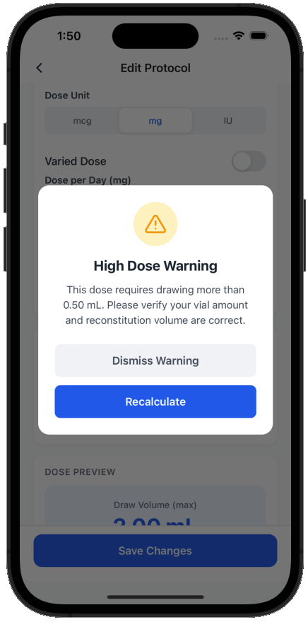 Safety Warning Modal